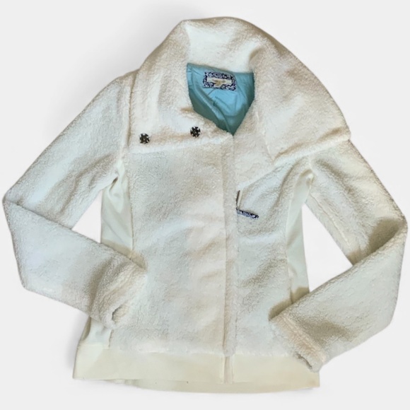 Anthropologie Pure + Good Warm and Cozy Fleece Sherpa Moto Jacket SZ S - Picture 7 of 15